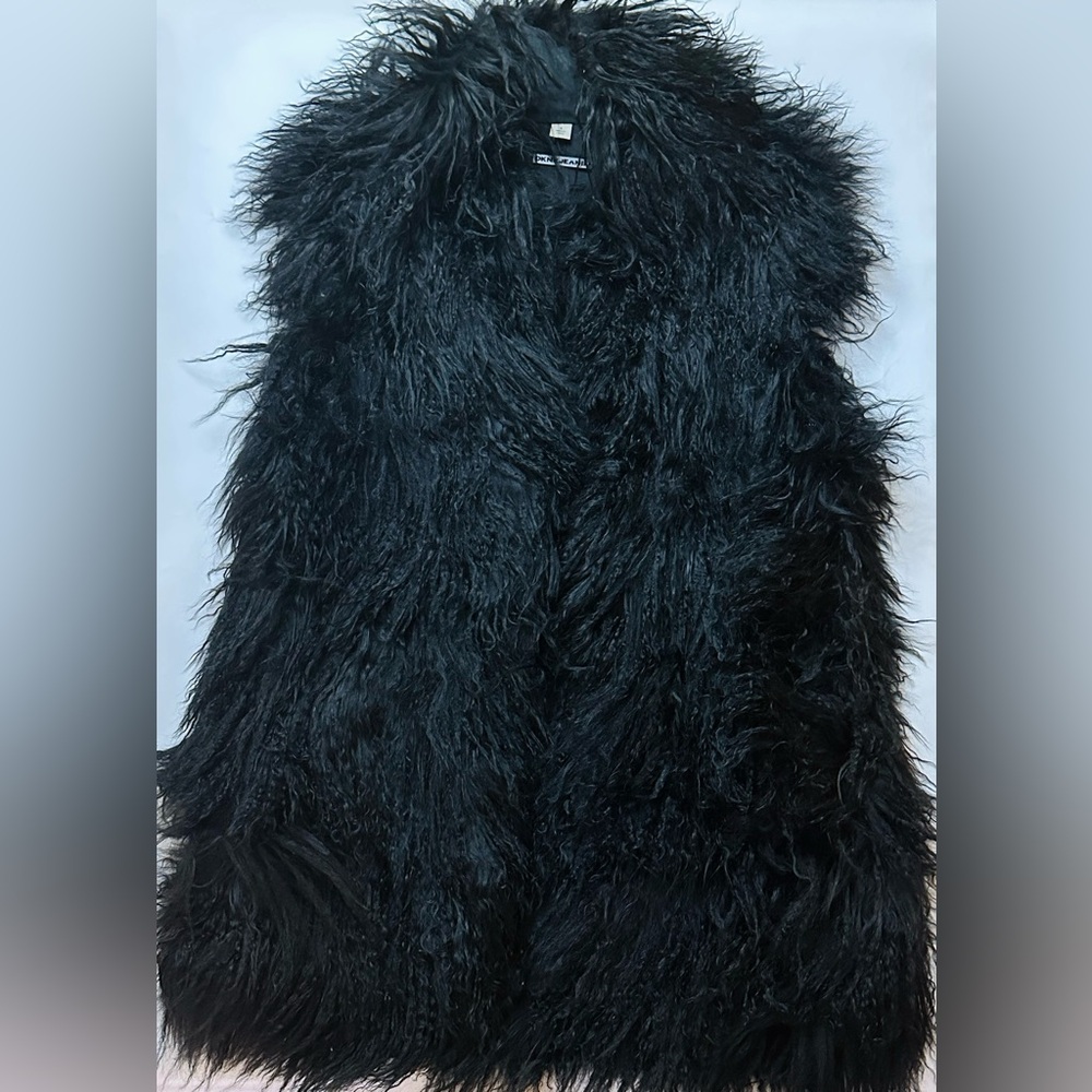 DKNY Black Faux Fur Vest
